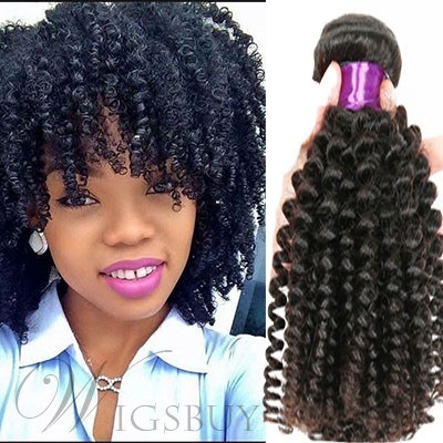 Human Hair Weave Brazilian Human Hair Kinky Curly Hair Weft 1 PC for Black Women