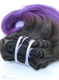 Short Straight Human Hair 1B/ Purple Weave 8 Inches