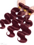 Wigsbuy Burgundy Body Wave Human Hair Extensions 4 Bundles 99J