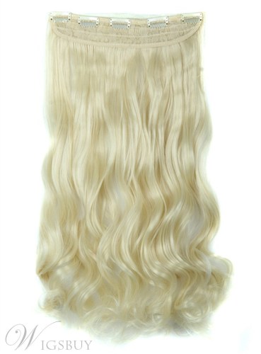 613# Long Wave One Piece Clip In Hair Extension 24 Inches Synthetic Materical