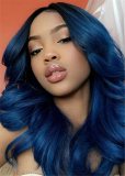 Wigsbuy Natural Straight 1B/Blue Color Human Hair Extensions 3PCS