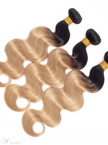 Wigsbuy Ombre Human Hair Weave Body Wave 1b 27 Honey Blonde 3PCS