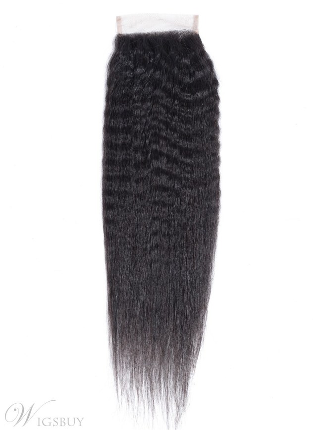 Remy Kinky Straight Closure Brazilian Hair Closure 4x4 Free Part