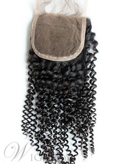 New Curly Unprocessed Human Hair Lace Closures 3.5*4