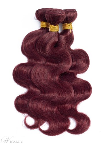 Wigsbuy Burgundy Body Wave Human Hair Extensions 4 Bundles 99J