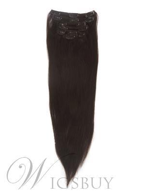 # 2 Dark Brown 7 Piece Silky Straight Clip In Human Hair Extension 12 Inches