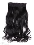Jet Black (#1) Instant One Piece Body Wave Human Hair Clip In Hair Extension