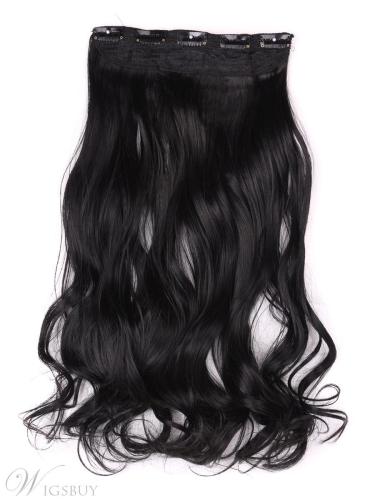 Jet Black (#1) Instant One Piece Body Wave Human Hair Clip In Hair Extension