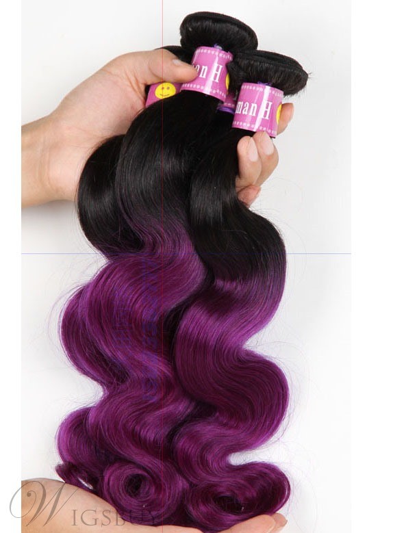 1B Purple Omber Human Hair Body Wave Weave 1 PC