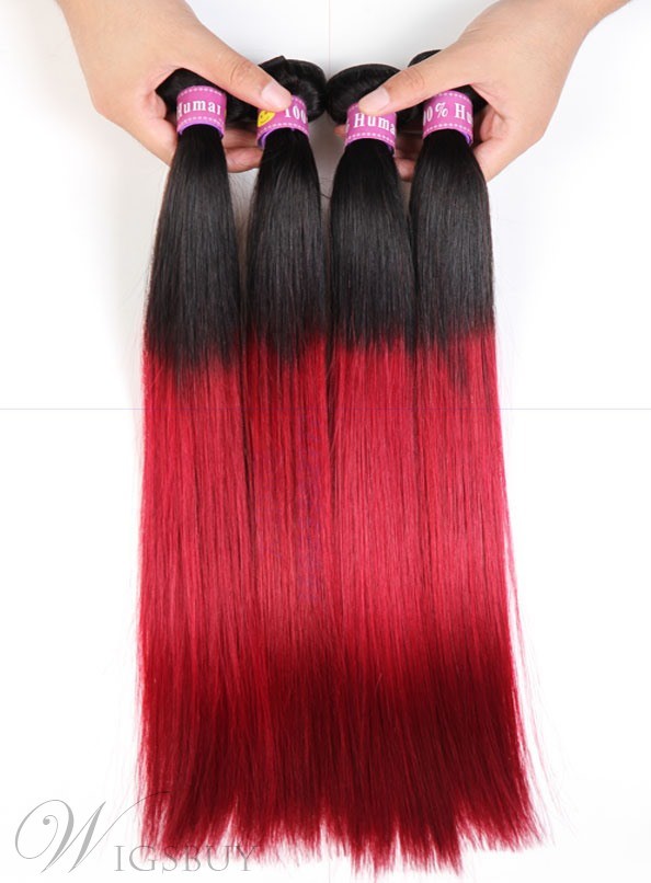 1B/ Burg Ombre Human Hair Straight Weave 1 PC