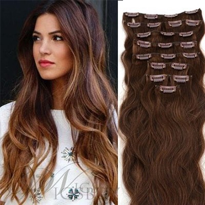 Clip In Sweet Human Hair Long Loose Wave 7 PCS Clip In Hair Extensions