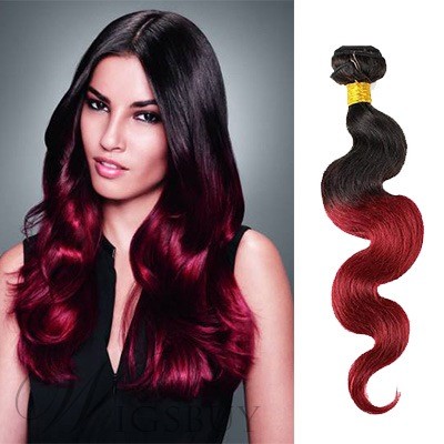 Elegant colored Wavy Human Hair Weave/Weft 1 PC