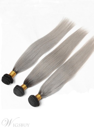 6A High Quality 1b/grey Straight Human Hair Weave 1 PC
