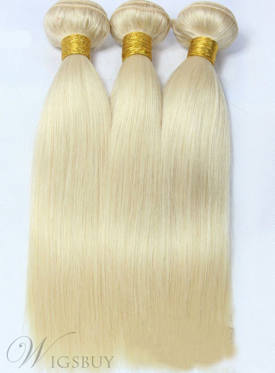 6A Grade High Quality Brazilian Straight Light Blonde Human Hair Weave