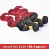 Virgin Remy Ombre Hair Two Tone Color Burgundy Body Wave Hair Weave Extensions 3 PCs