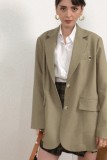 Tan Single-Breasted Oversized Blazer