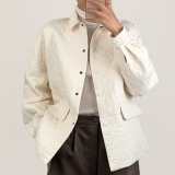 Ivory Relaxed Button-Up Quilted Shirt Jacket 