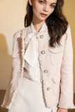 Pink Frayed Edge Flap Pocket Tweed Jacket