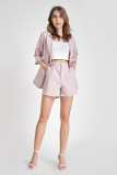 Light Pink Checkered Blazer \u0026 Shorts Set