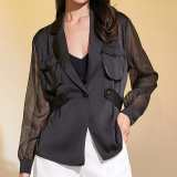 Black Notched-Lapel Flap Pocket Jacket