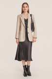 Khaki Single-Breasted Longline Blazer