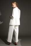 White Rhinestone-Embellished Double-Breasted Longline Blazer
