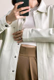 Ivory Pocket Detail Button Front Denim Shacket