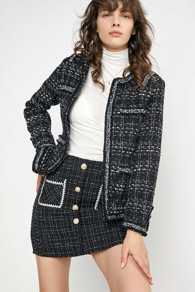 Sequoia Black Tweed Open Front Jacket