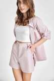 Light Pink Checkered Blazer \u0026 Shorts Set
