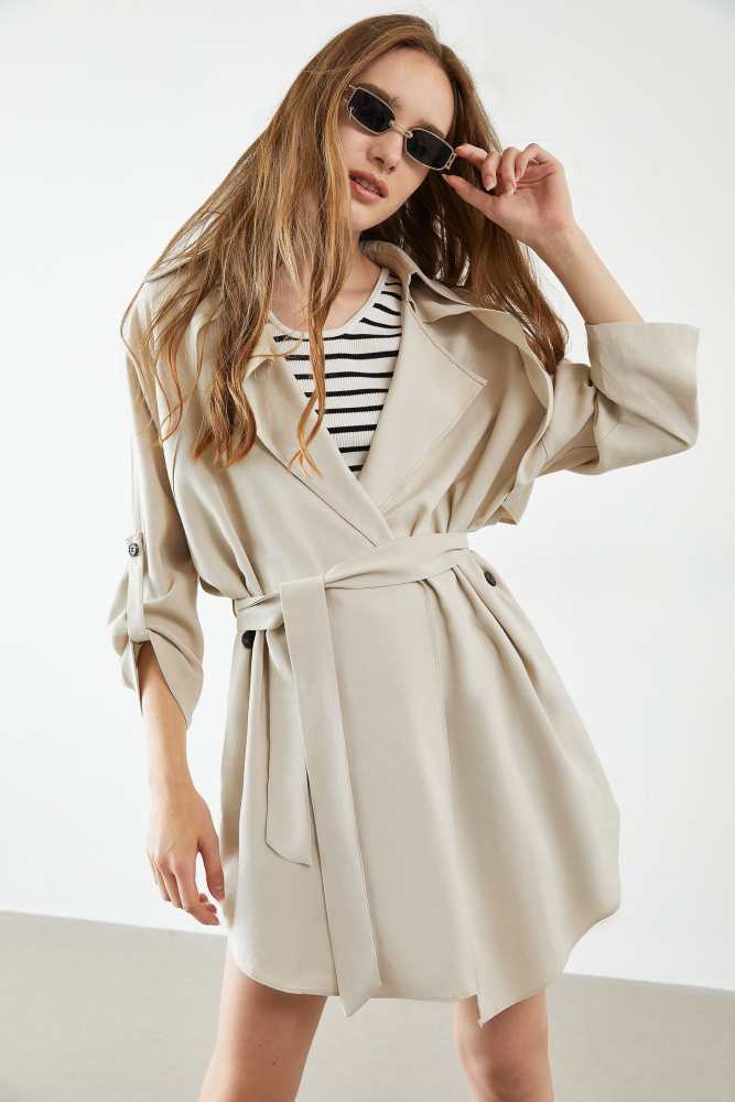 Jaida Beige Medium Sleeve Jacket