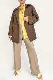 Tan Double-Breasted Belted Short Trench Coat