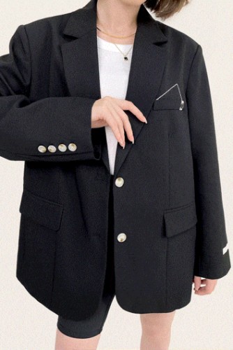 Black Single-Breasted Oversized Blazer