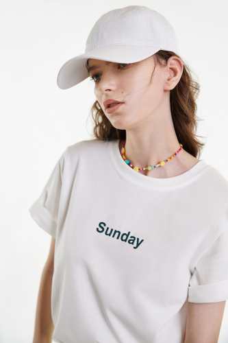 White Modal-Blend Printed T-shirt