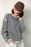Black Striped Oversized Cotton Sweatshirt