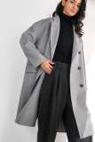Meridian Light Gray Wool Double-Breasted Oversized Coat