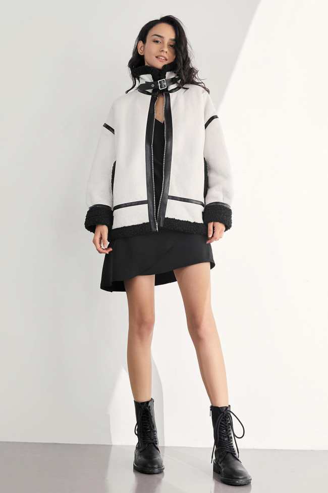 Senara Ivory Leather Vibes Jacket
