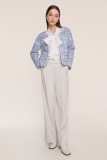 Light Sky Blue Braided Trim Metallic Thread Tweed Jacket