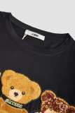 Black Teddy Bear Embroidered T-Shirt