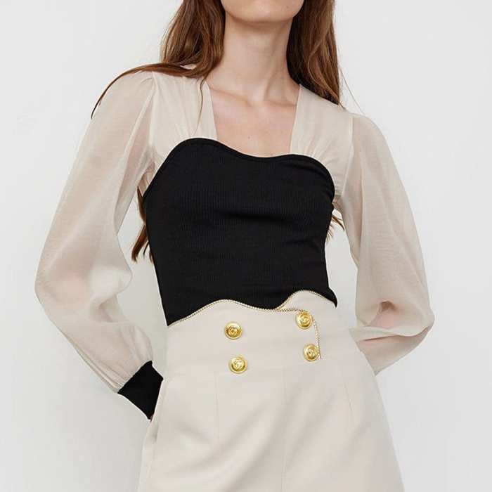 Emmalee Black Puff Sleeve Blouse