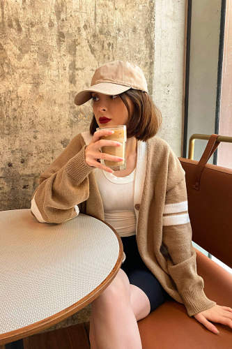 Peru Stripe Detail Button-Up Cardigan