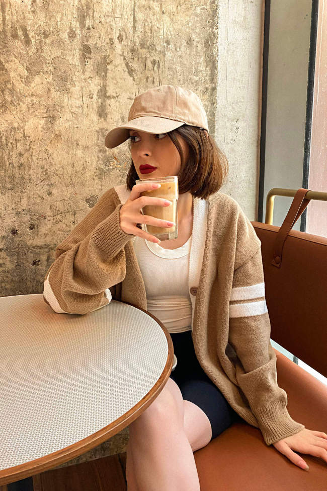 Peru Stripe Detail Button-Up Cardigan