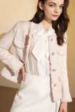 Pink Frayed Edge Flap Pocket Tweed Jacket