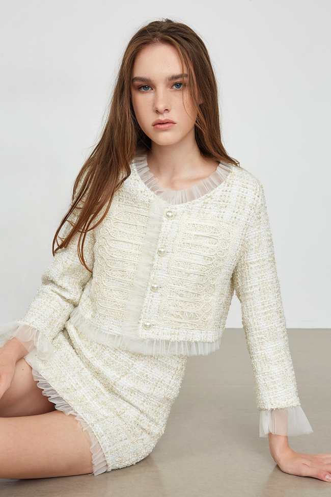 Kyrah Beige Lace Blazer