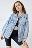 Elsy Steel Blue Distressed Denim Jacket