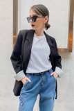 Black Double Breasted Longline Blazer