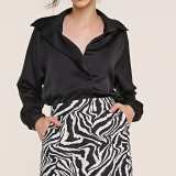 Black Long Sleeve Oversized Satin Work Shirt