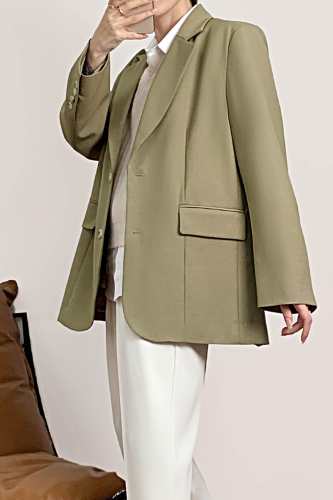 Tan Single-Breasted Oversized Blazer