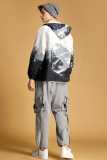 Unisex 1pc White Printed Hooded Jacket