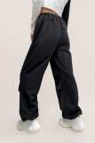 Black Mid Rise Drawstring Cargo Pants
