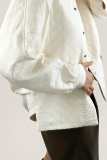 Ivory Relaxed Button-Up Quilted Shirt Jacket 